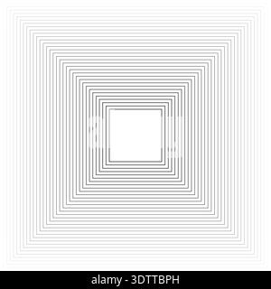 Square arrangement of numerous concentric continuous lines of identical thickness with gradient progression outward. Stock Vector