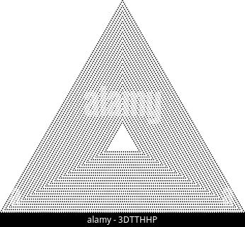 Triangular dotted frame featuring twenty-four concentric outlines, each drawn with the same thickness. Stock Vector