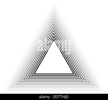 Triangular frame with fourteen concentric continuous outlines, thicker inside and thinner outward, styled with a gradient flowing outward. Stock Vector