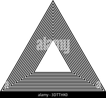Triangular frame featuring fourteen concentric continuous thick outlines of equal weight. Stock Vector