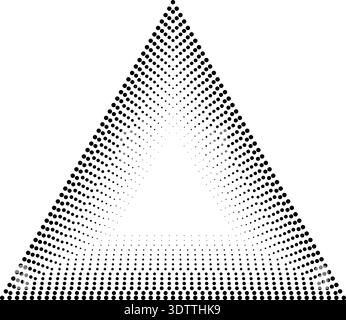 Triangular dotted frame featuring fourteen concentric outlines shifting from thinner inside to thicker outside. Stock Vector
