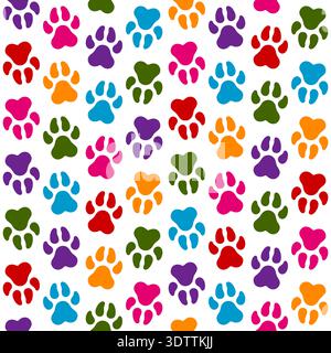 Seamless pattern with animal paw print. Colored vector background. Stock Vector
