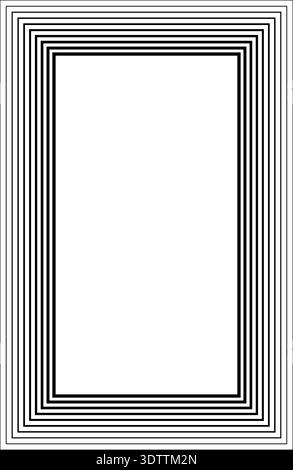 Vertical rectangle frame with concentric solid lines of varied thickness, showing thicker lines inside and thinner lines at the border. Stock Vector