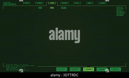 Retro futuristic green UI overlay in post apocalyptic style Stock Vector