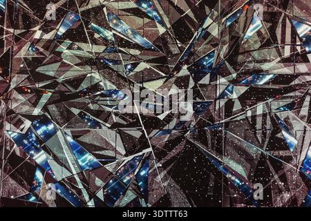 Abstract shattered glass geometric mirror reflection background Stock Photo