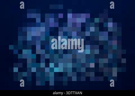 Abstract blue mosaic of lights in a dark night evokes mystery and technology Stock Photo
