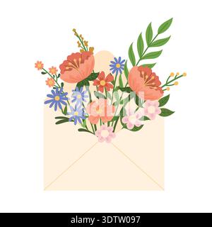 Spring flowers in an envelope Stock Vector