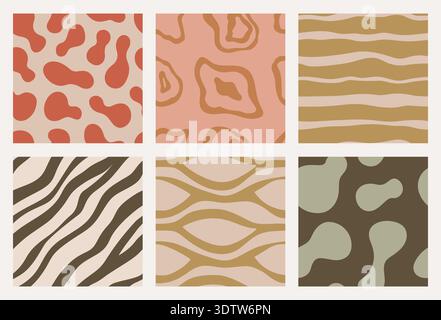 Abstract seamless patterns. Retro organic shapes. Stock Vector