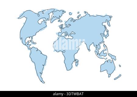 Outline and silhouette world map, vector illustration Stock Vector