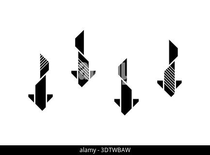 Set of fish logo isolated on white, top view Stock Vector