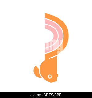 Goldfish logo isolated on white background, top view Stock Vector