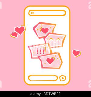 Red love hearts in speech balloons. Cute romantic chat in messenger. Valentine's day holiday design Stock Vector
