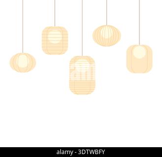 Lamps in Asian style, set of icons Stock Vector