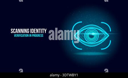 Advanced Biometric Identity Verification Interface with Scanning Retinal Eye HUD Stock Vector