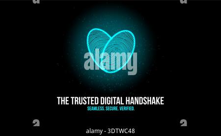 The Trusted Digital Handshake Heart Shaped Fingerprint Security and Seamless Verification Stock Vector