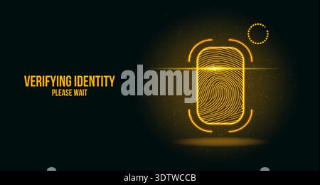 Futuristic Biometric Eye Scanner Interface with Yellow Glow and Digital Data Particles Stock Vector