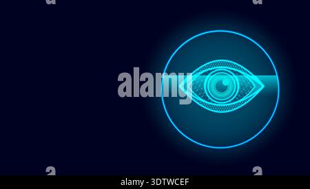 Futuristic Retinal Biometric Scanner Blue Neon Iris Recognition Interface Stock Vector