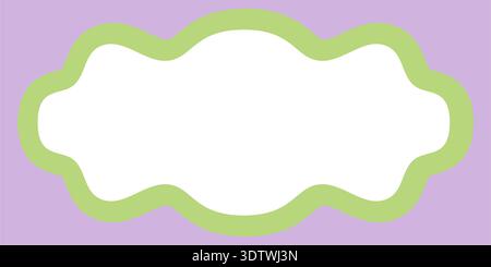 Groovy Cartoon Rectangle Border With Scallop Stock Vector