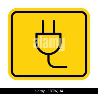 A bright yellow background featuring a simple electric plug icon, symbolizing energy and power connections. Ideal for various energy-related projects Stock Vector