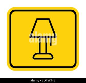 A simple and modern icon of a table lamp, set against a vibrant yellow background. Perfect for design projects, interior themes, or creative illustrat Stock Vector