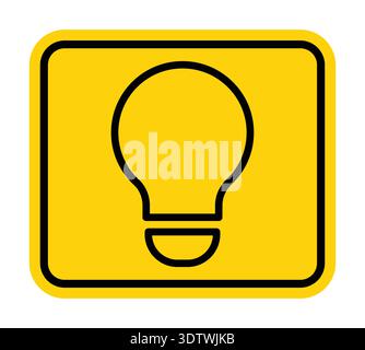 A vibrant yellow background features a black outline of a light bulb icon, symbolizing creativity and innovation, perfect for design projects and idea Stock Vector