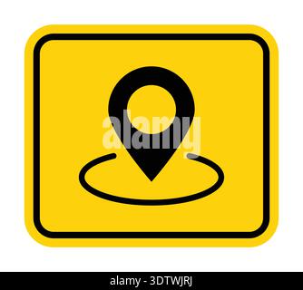 This image features a bright yellow location pin icon, perfect for use in maps, navigation apps, and travel-related designs. The clear and simple grap Stock Vector