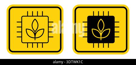 This image features a striking design combining a leaf symbol and microchip, representing the fusion of nature and technology. Ideal for eco-friendly Stock Vector