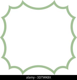 Groovy Retro Scallop Rectangle Border Frame Stock Vector