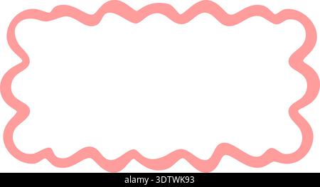Groovy Wavy Rectangle Border Outline Frame Stock Vector