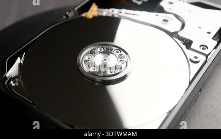Computer HDD Hard Disk Drive. Computer Storage Memory close up Stock Photo