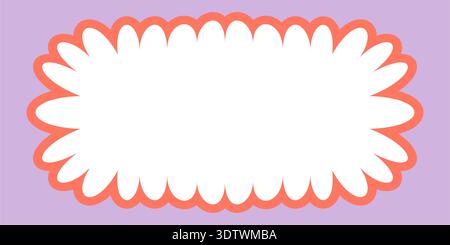 Groovy Scallop Border Rectangle Shape Stock Vector