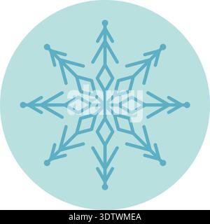 Blue Snow Flake Sticker Icon Label Stock Vector