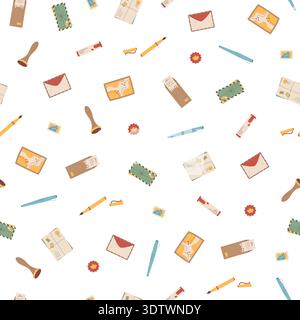 Mail Seamless Pattern Flat Background Stock Vector