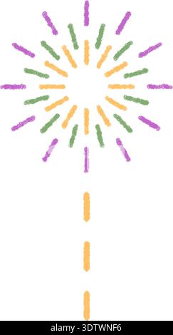 Crayon Firework Burst With Round Pattern Stock Vector
