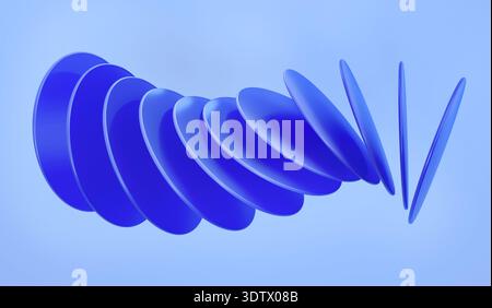 Abstract image featuring overlapping blue circles creating a sense of motion and delay. The gradient background adds depth, enhancing the dynamic flow Stock Photo