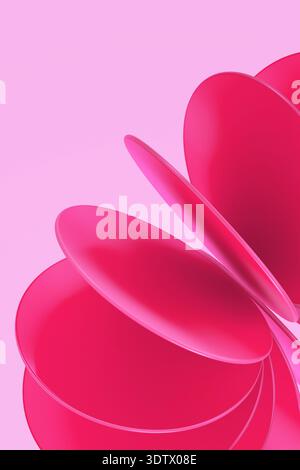 Abstract image featuring overlapping pink circular forms creating a dynamic sense of movement and depth. The vivid colors and smooth surfaces enhance Stock Photo