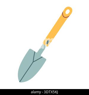 Cute flat vector garden trowel in pastel colors, isolated on white. Perfect for gardening visuals, planting themes, spring projects, kids design Stock Vector