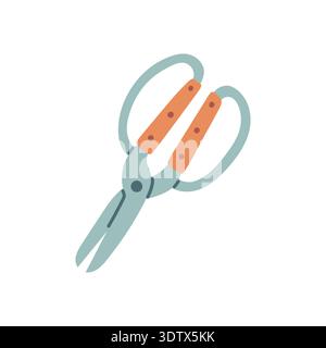 Flat vector garden scissors with pastel handles, isolated on white background. Ideal for gardening themes, spring design, tools icons, hobby graphics Stock Vector