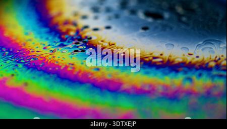 Defocused holographic soap colorful ink blob neon Stock Photo