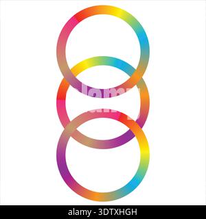 Colorful Gradient Overlapping Circles Abstract Design, Modern Geometric Ring Shape Background Vector Illustration. Stock Vector