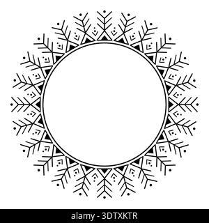 Seamless round tribal geometric ornament frame ethnic symbolic line elements. Stock Vector