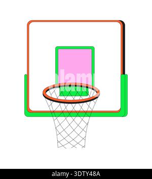 Basketball hoop with net and backboard 2D cartoon object Stock Vector