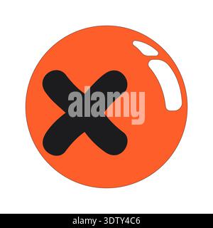Red cross mark glossy bubble 2D cartoon object Stock Vector