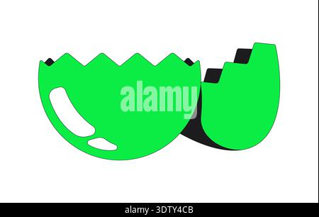 Acid broken eggshell split into two halves 2D cartoon object Stock Vector