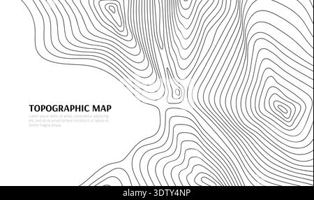 Relief contour topographic map grid background. Ocean depth contour pattern topographic vector wallpaper, marine navigation map backdrop. Geography contour cartography background with linear pattern Stock Vector