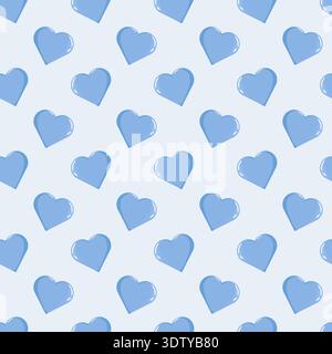 Blue Heart Pattern Seamless Design Stock Vector