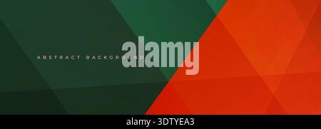 Dark green and red abstract background with bold triangular shapes and deep shadows, strong contrast and layered planes create dramatic energy and Stock Vector
