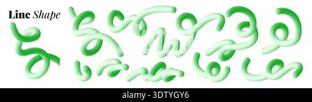 Soft gradient waves form abstract flowing lines with green colors, spiral curves and fluid shapes perfect for modern posters, banners and creative Stock Vector