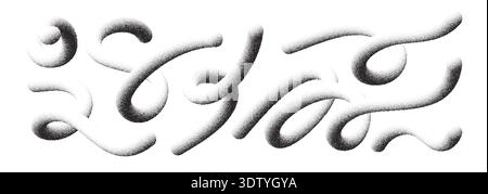 Set abstract line art with gradient waves and noise texture creates dynamic backgrounds for modern graphic design and poster layouts with flowing Stock Vector
