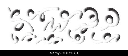 Grainy gradient waves flow across abstract backgrounds, blending stipple dots and line elements for contemporary design projects with textured visual Stock Vector